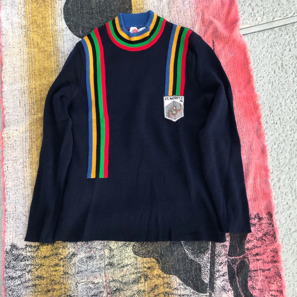 Vintage ST.Mortiz ‘74 Wool Sweater Made In Sweden Multicolored Sweater Men